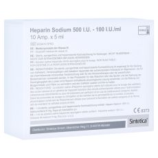 HEPARIN SODIUM 500 I.U. - 100 I.U./ml Ampullen (PZN 15621765)