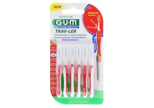 GUM TRAV-LER 0,8mm Kerze rot Interdental+6Kappen – PZN 09714445 (PZN 09714445)