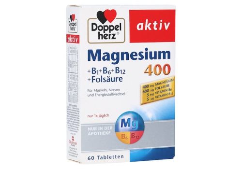 Doppelherz aktiv Magnesium 400 mg + B1 + B6 + B12 + Folsäure – PZN 07625045 (PZN 07625045)