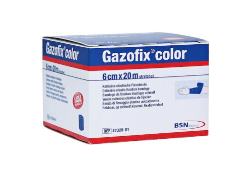 GAZOFIX color Fixierbinde kohäsiv 6 cmx20 m blau – PZN 11587600 (PZN 11587600)