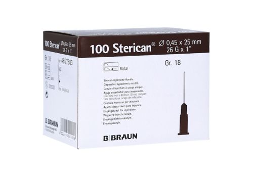 Sterican Kanüle 0,45x25 mm Gr. 18 braun – PZN 02050858 (PZN 02050858)