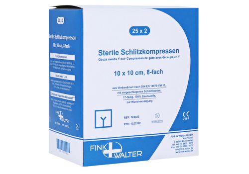 SCHLITZKOMPRESSEN 10x10 cm steril 8fach – PZN 01023322 (PZN 01023322)