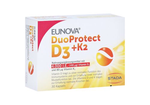 Eunova Duoprotect D3+k2 4000 I.E./80 µg Kapseln – PZN 14133555 (PZN 14133555)