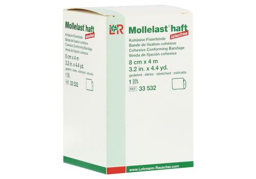 MOLLELAST haft Binden latexfrei 8 cmx4 m weiß – PZN 09886117 (PZN 09886117)