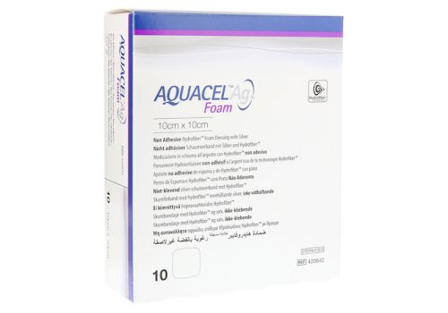 AQUACEL Ag Foam nicht adhäsiv 10x10 cm Verband – PZN 09060624 (PZN 09060624)