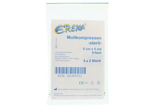 ERENA STERIL Mullkompr.5x5 cm 8fach – PZN 03305332 (PZN 03305332)