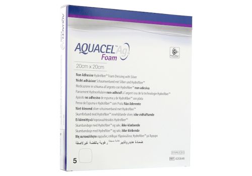 AQUACEL Ag Foam nicht adhäsiv 20x20 cm Verband – PZN 09060676 (PZN 09060676)