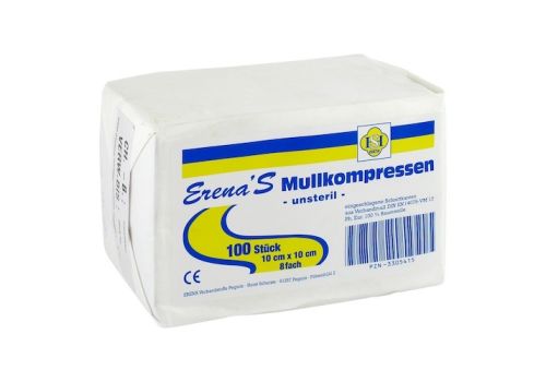 ERENA UNSTERIL Mullkompr.10x10 cm 8fach – PZN 03305415 (PZN 03305415)