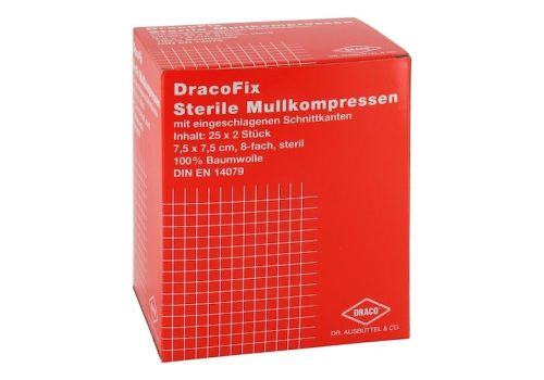 DRACOFIX PEEL Kompressen 7,5x7,5 cm steril 8fach – PZN 03388105 (PZN 03388105)