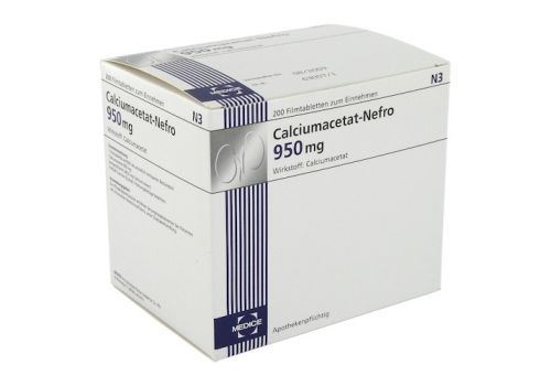 Calciumacetat Nefro 950 mg Filmtabletten – PZN 03078209 (PZN 03078209)