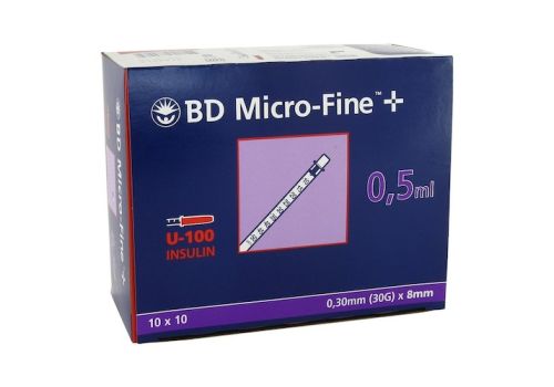 BD MICRO-FINE+ Insulinspr.0,5 ml U100 8 mm – PZN 07468077 (PZN 07468077)