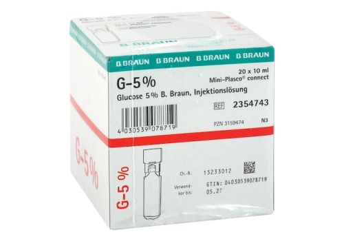 GLUCOSE 5% B.Braun Mini Plasco connect Inj.-Lsg. – PZN 03159474 (PZN 03159474)