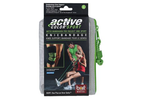 BORT ActiveColor Sport Kniebandage L schw./grün – PZN 12573801 (PZN 12573801)