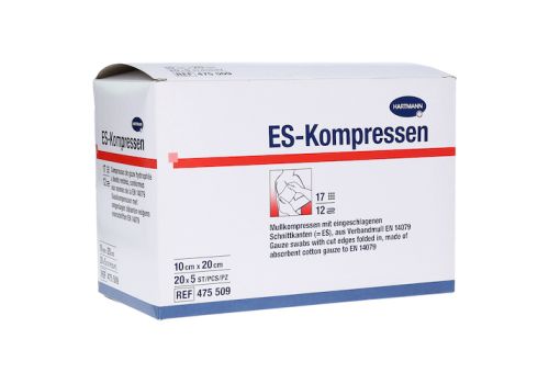 ES-KOMPRESSEN steril 10x20 cm 12fach Großpackung – PZN 06454239 (PZN 06454239)