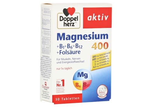 Doppelherz aktiv Magnesium 400 mg + B1 + B6 + B12 + Folsäure – PZN 04494507 (PZN 04494507)