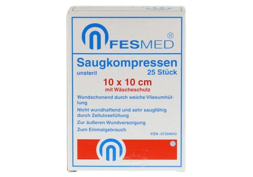 SAUGKOMPRESSEN unsteril 10x10 cm – PZN 07354043 (PZN 07354043)