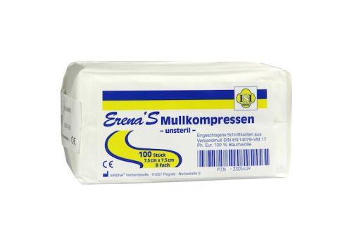 ERENA UNSTERIL Mullkompr.7,5x7,5 cm 8fach – PZN 03305409 (PZN 03305409)