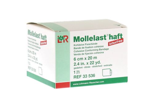 MOLLELAST haft Binden latexfrei 6 cmx20 m weiß – PZN 09886169 (PZN 09886169)