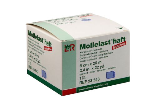 MOLLELAST haft Binden latexfrei 6 cmx20 m blau – PZN 09886005 (PZN 09886005)