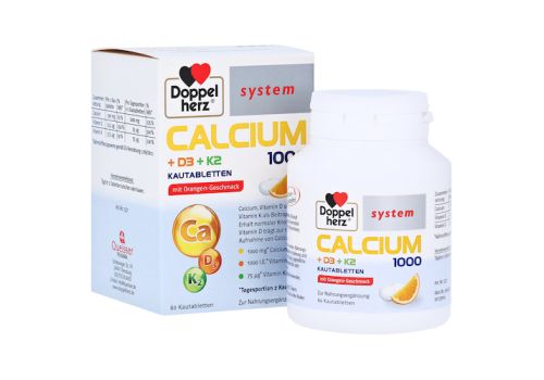 DOPPELHERZ Calcium 1000+D3+K2 system Kautabletten – PZN 15611577 (PZN 15611577)