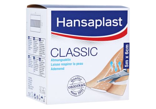 HANSAPLAST Classic Pflaster 6 cmx5 m – PZN 05490380 (PZN 05490380)