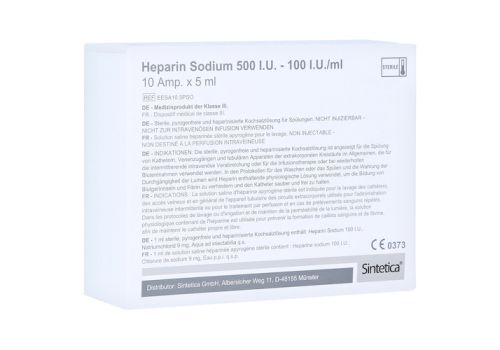 HEPARIN SODIUM 500 I.U. - 100 I.U./ml Ampullen – PZN 15621765 (PZN 15621765)