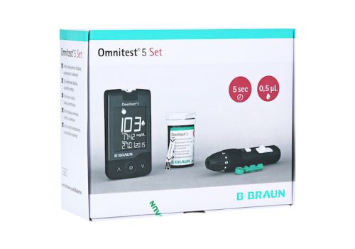 OMNITEST 5 Blutzucker Messgerät Set mg/dl schwarz – PZN 10549862 (PZN 10549862)