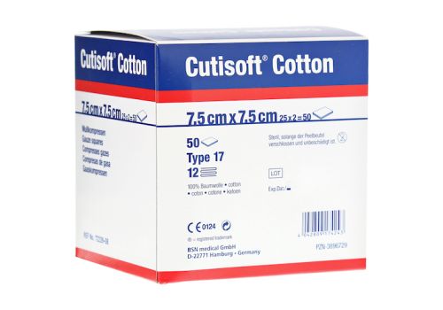 CUTISOFT Cotton Kompr.7,5x7,5 cm ster.12fach – PZN 03896729 (PZN 03896729)