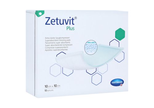 ZETUVIT Plus extrastarke Saugkompr.steril 10x10 cm – PZN 07558337 (PZN 07558337)