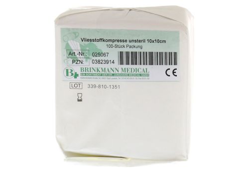 VLIESSTOFF-KOMPRESSEN 10x10 cm unsteril 4fach – PZN 03823914 (PZN 03823914)