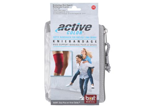 BORT ActiveColor Kniebandage M rot – PZN 06914669 (PZN 06914669)