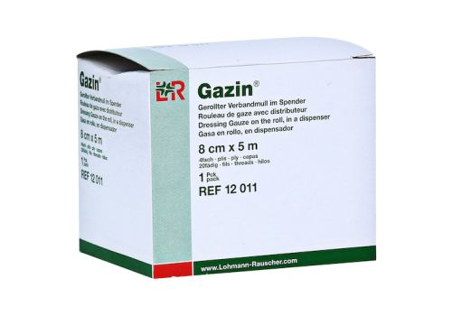 GAZIN Verbandmull 8 cmx5 m 4fach gerollt – PZN 01835965 (PZN 01835965)