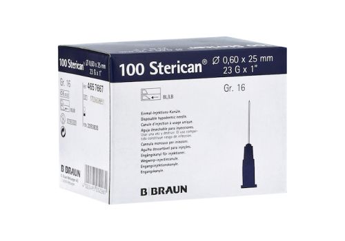 Sterican Kanülen Luer-lok 0,60x25 mm Gr. 16 blau – PZN 02050835 (PZN 02050835)