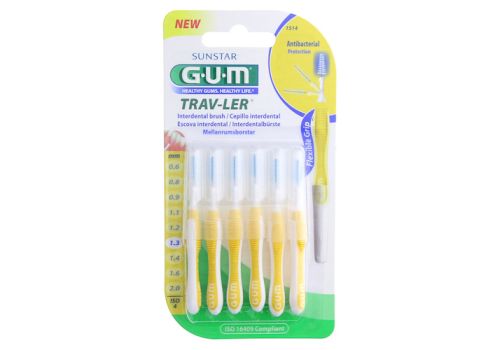 GUM TRAV-LER 1,3mm Tanne gelb Interdental+6Kappen – PZN 09714356 (PZN 09714356)